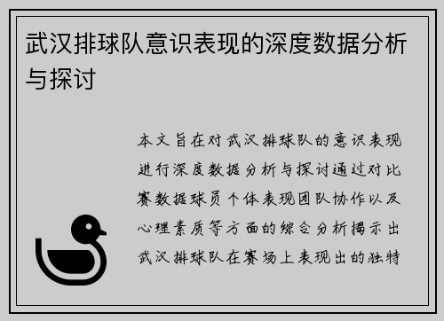 武汉排球队意识表现的深度数据分析与探讨